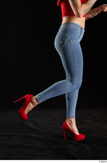 Daisy Lee 1 blue jeans calf dressed flexing red high…